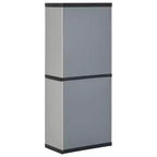 Gartenschrank für draußen – Kompaktes grau-schwarzes PVC-Design mit 3 Regalböden und abschließbaren Türen – 68x40x168 cm