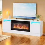 Modernes Unterhaltungszentrum mit Aufbewahrungsschrank für bis zu 75 Zoll TV, Schwarzer Moderner TV-Ständer für Wohnzimmer (Kamin nicht enthalten)