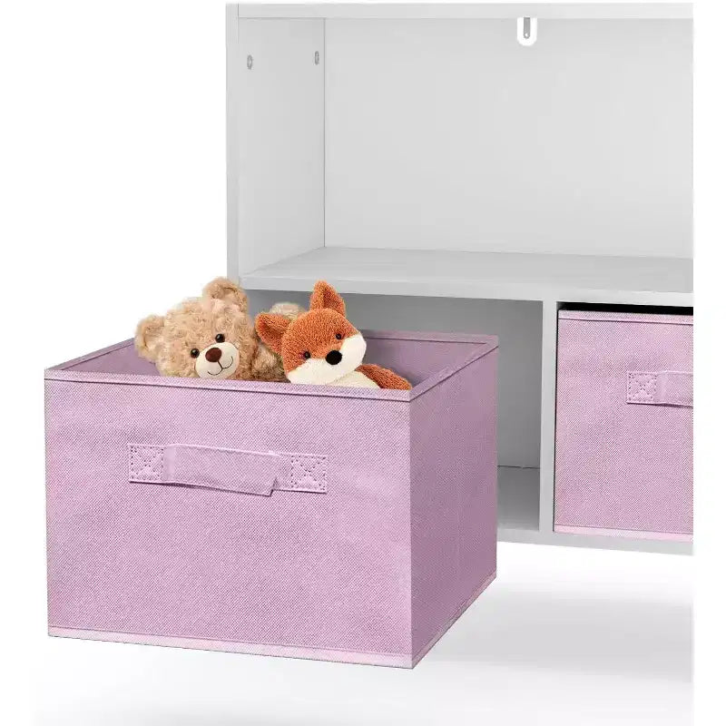 Kinderbücherregal, Spielzeug-Aufbewahrungsorganizer mit 4 Fächern und faltbaren Stoffschubladen, Buchpräsentation für Spielzimmer, Kinderzimmer