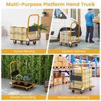 330lbs Plattformwagen Klappbarer Transportwagen Lager Schiebewagen Handkarre Blau/Gelb