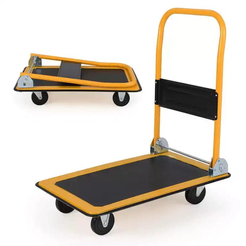 330lbs Plattformwagen Klappbarer Transportwagen Lager Schiebewagen Handkarre Blau/Gelb