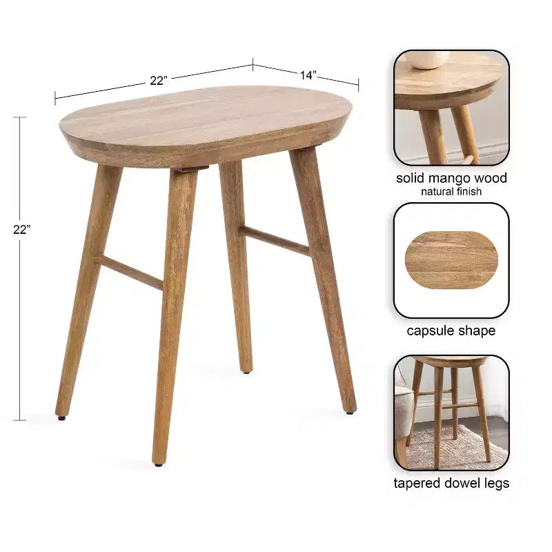 Ovale Holzbeistelltisch