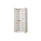 HomeStock Viviane Contemporary Wood Closet with Hanging Bars and Five Shelves in White