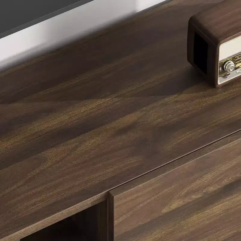 Industrieller TV-Ständer für 80 Zoll, Modernes Entertainment-Center mit 2 Schubladen, Medienschrank aus Holz