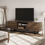 Industrieller TV-Ständer für 80 Zoll, Modernes Entertainment-Center mit 2 Schubladen, Medienschrank aus Holz