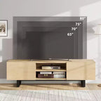 Industrieller TV-Ständer für 80 Zoll, Modernes Entertainment-Center mit 2 Schubladen, Medienschrank aus Holz