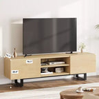 Industrieller TV-Ständer für 80 Zoll, Modernes Entertainment-Center mit 2 Schubladen, Medienschrank aus Holz