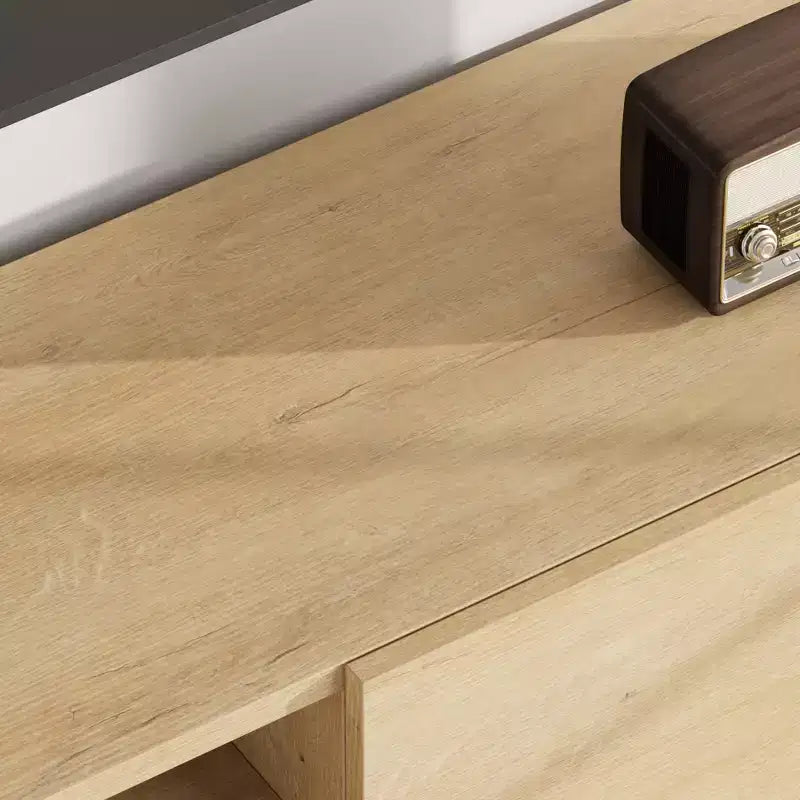 Industrieller TV-Ständer für 80 Zoll, Modernes Entertainment-Center mit 2 Schubladen, Medienschrank aus Holz