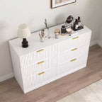 Kommode mit 6 Schubladen, modernes Sideboard mit Wellenmuster, Spanplatte, robuste Konstruktion, viel Stauraum