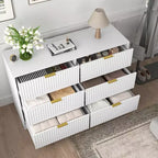 Kommode mit 6 Schubladen, modernes Sideboard mit Wellenmuster, Spanplatte, robuste Konstruktion, viel Stauraum
