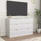 Kommode mit 6 Schubladen, modernes Sideboard mit Wellenmuster, Spanplatte, robuste Konstruktion, viel Stauraum