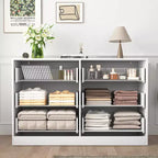 Kommode mit 6 Schubladen, modernes Sideboard mit Wellenmuster, Spanplatte, robuste Konstruktion, viel Stauraum