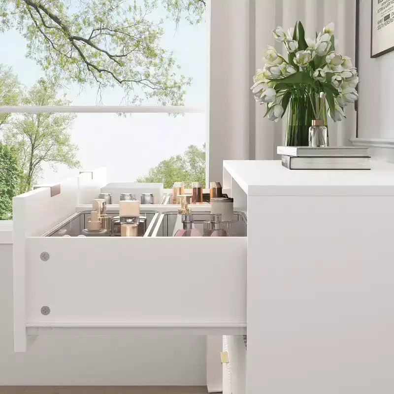 Kommode mit 6 Schubladen, modernes Sideboard mit Wellenmuster, Spanplatte, robuste Konstruktion, viel Stauraum