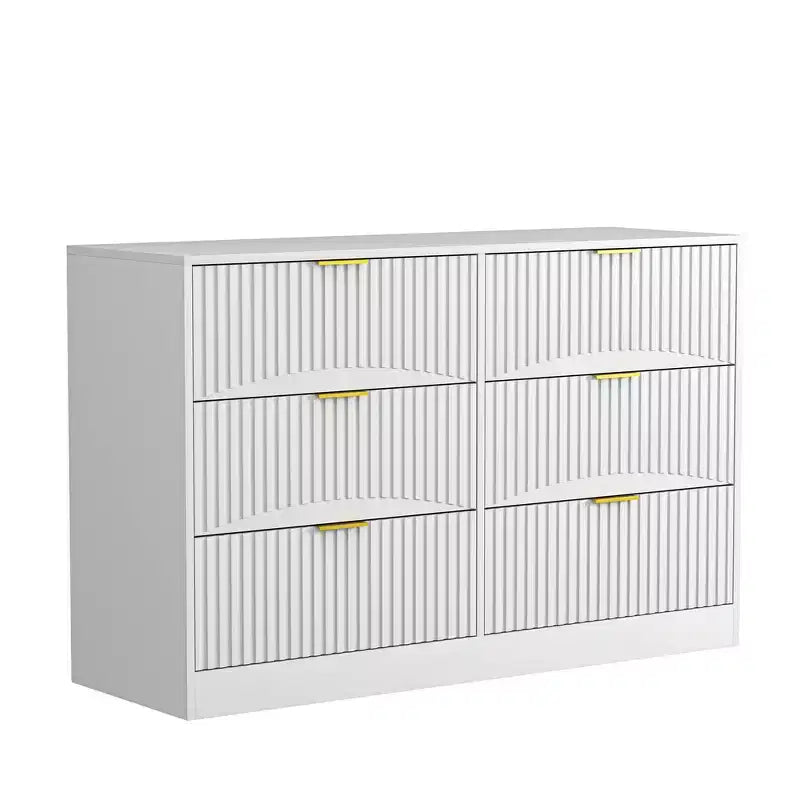 Kommode mit 6 Schubladen, modernes Sideboard mit Wellenmuster, Spanplatte, robuste Konstruktion, viel Stauraum