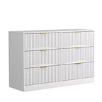 Kommode mit 6 Schubladen, modernes Sideboard mit Wellenmuster, Spanplatte, robuste Konstruktion, viel Stauraum