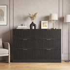 Kommode mit 6 Schubladen, modernes Sideboard mit Wellenmuster, Spanplatte, robuste Konstruktion, viel Stauraum