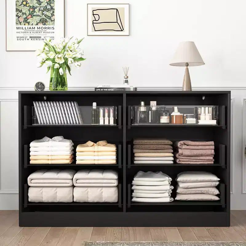 Kommode mit 6 Schubladen, modernes Sideboard mit Wellenmuster, Spanplatte, robuste Konstruktion, viel Stauraum