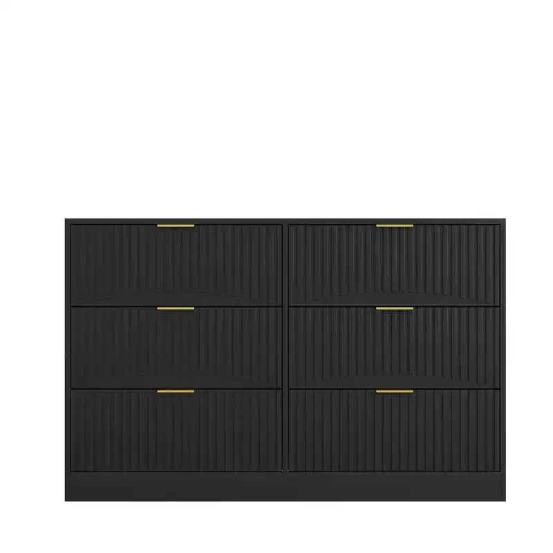 Kommode mit 6 Schubladen, modernes Sideboard mit Wellenmuster, Spanplatte, robuste Konstruktion, viel Stauraum