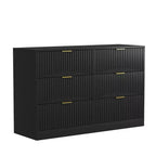 Kommode mit 6 Schubladen, modernes Sideboard mit Wellenmuster, Spanplatte, robuste Konstruktion, viel Stauraum