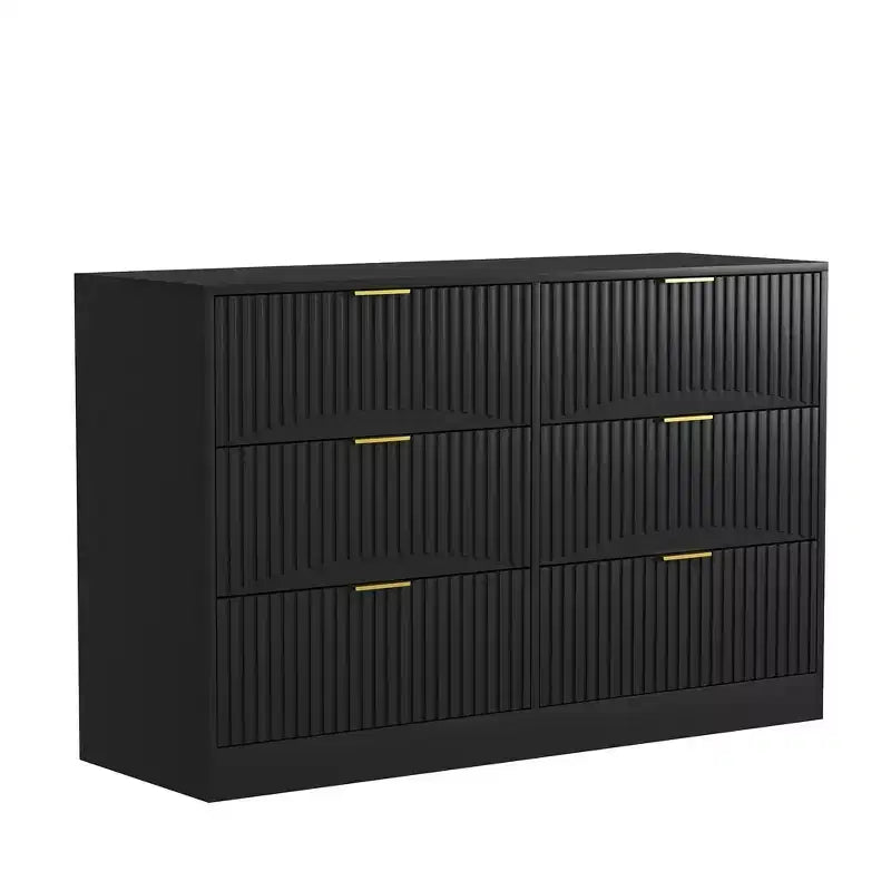 Kommode mit 6 Schubladen, modernes Sideboard mit Wellenmuster, Spanplatte, robuste Konstruktion, viel Stauraum