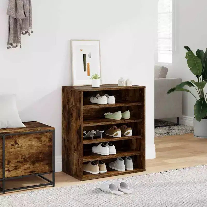 Schuhschrank, Rauch-Eiche, Holzwerkstoff, mittlerer Stauraum