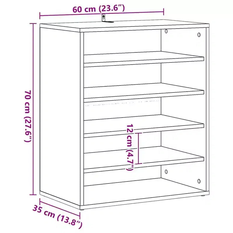 Schuhschrank, Rauch-Eiche, Holzwerkstoff, mittlerer Stauraum
