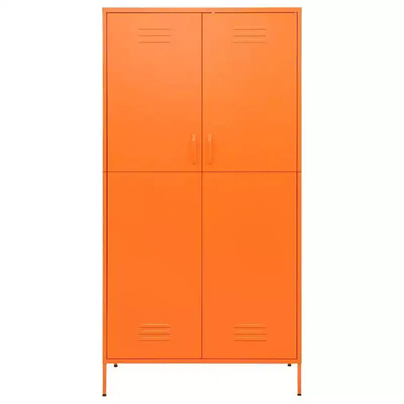 Kleiderschrank Orange Pulverbeschichteter Stahl Großer Kleiderschrank Rechteckig
