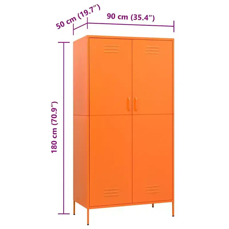 Kleiderschrank Orange Pulverbeschichteter Stahl Großer Kleiderschrank Rechteckig