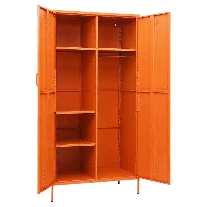 Kleiderschrank Orange Pulverbeschichteter Stahl Großer Kleiderschrank Rechteckig