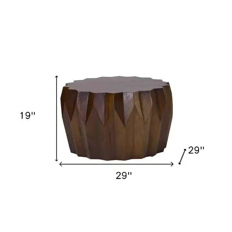 29 brauner, massiver Couchtisch, achteckig