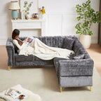 81.5 Chesterfield Chenille L-förmiges Ecksofa mit getufteter Rückenlehne