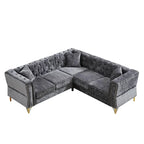81.5 Chesterfield Chenille L-förmiges Ecksofa mit getufteter Rückenlehne
