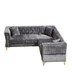 81.5 Chesterfield Chenille L-förmiges Ecksofa mit getufteter Rückenlehne