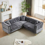 81.5 Chesterfield Chenille L-förmiges Ecksofa mit getufteter Rückenlehne