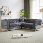 81.5 Chesterfield Chenille L-förmiges Ecksofa mit getufteter Rückenlehne