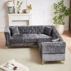 81.5 Chesterfield Chenille L-förmiges Ecksofa mit getufteter Rückenlehne