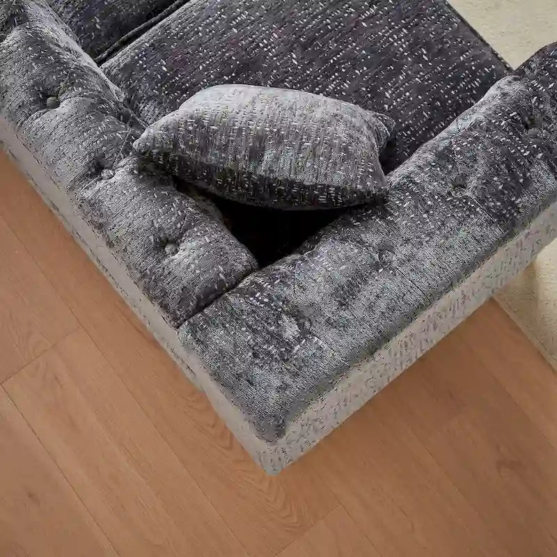 81.5 Chesterfield Chenille L-förmiges Ecksofa mit getufteter Rückenlehne
