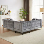 81.5 Chesterfield Chenille L-förmiges Ecksofa mit getufteter Rückenlehne