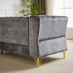 81.5 Chesterfield Chenille L-förmiges Ecksofa mit getufteter Rückenlehne