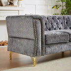 81.5 Chesterfield Chenille L-förmiges Ecksofa mit getufteter Rückenlehne