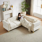 81.5 Chesterfield Chenille L-förmiges Ecksofa mit getufteter Rückenlehne