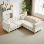 81.5 Chesterfield Chenille L-förmiges Ecksofa mit getufteter Rückenlehne