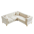 81.5 Chesterfield Chenille L-förmiges Ecksofa mit getufteter Rückenlehne