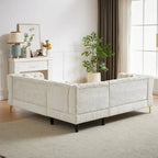 81.5 Chesterfield Chenille L-förmiges Ecksofa mit getufteter Rückenlehne