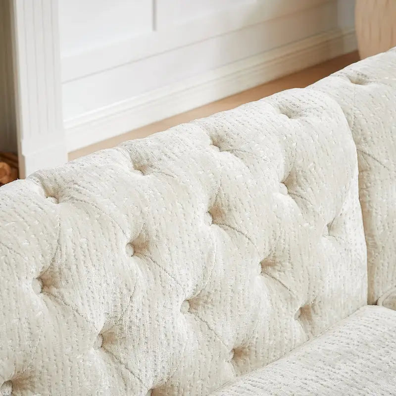 81.5 Chesterfield Chenille L-förmiges Ecksofa mit getufteter Rückenlehne