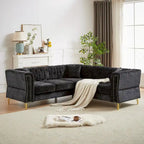 81.5 Chesterfield Chenille L-förmiges Ecksofa mit getufteter Rückenlehne