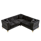 81.5 Chesterfield Chenille L-förmiges Ecksofa mit getufteter Rückenlehne