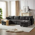 6-teiliges wandelbares modulares Cord-Sofa mit Stauräumen, 2 abnehmbaren Ottomanen, freie Kombination