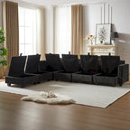 6-teiliges wandelbares modulares Cord-Sofa mit Stauräumen, 2 abnehmbaren Ottomanen, freie Kombination