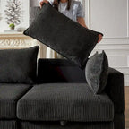 6-teiliges wandelbares modulares Cord-Sofa mit Stauräumen, 2 abnehmbaren Ottomanen, freie Kombination